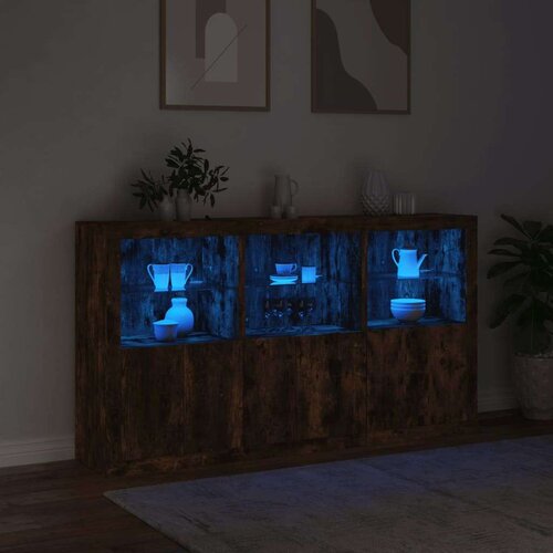VidaXL Komoda s LED svjetlima boja dimljenog hrasta 181 5x37x100 cm Slike