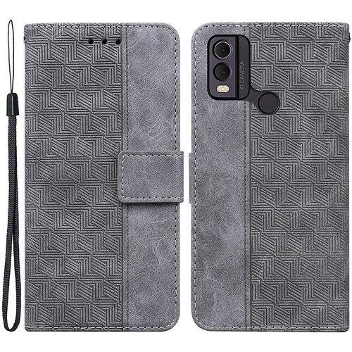 INORCO Za Nokio C22 natisnjen geometrijski vzorec PU usnjena torbica za denarnico, ovitek za telefon proti praskam, (22034447) Slike