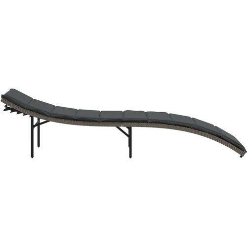  Ležaljka za sunčanje s jastukom siva 55 x 199 x 50 cm poliratan Slike