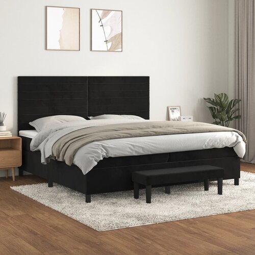 VidaXL Box spring postelja z vzmetnico črna 200x200 cm žamet Slike