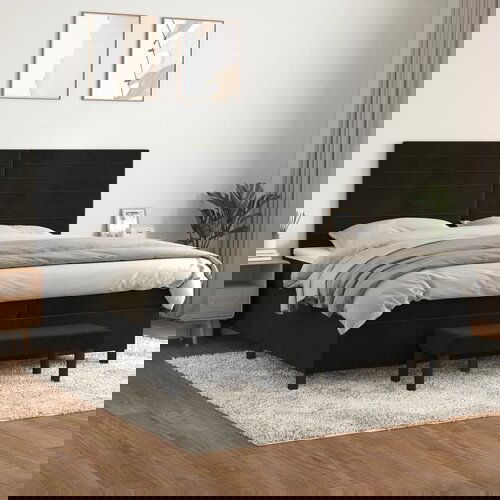 VidaXL Krevet s oprugama i madracem crni 200x200 cm bar&amp;scaron;unasti Slike