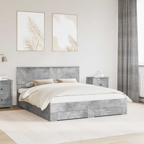  Krevetna konstrukcija s ladicama Betonska siva 160 x 200 cm Cijene