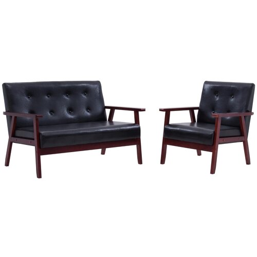 Maison Chic kavč - Sofa - Kanape 2 kosa črno umetno usnje, (21726517) Cene