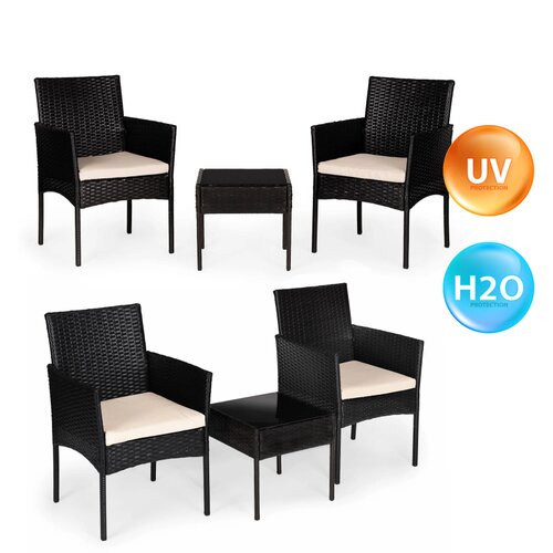 Multi Garden vrtni set namje&amp;scaron;taja od tehnoratana s 2 stolice i stolom, crni Slike