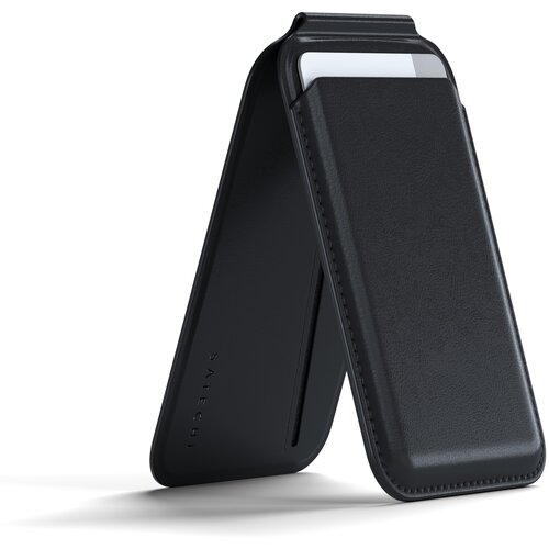 Satechi black vegan-leather magnetic novčanik i držač za telefon Cene