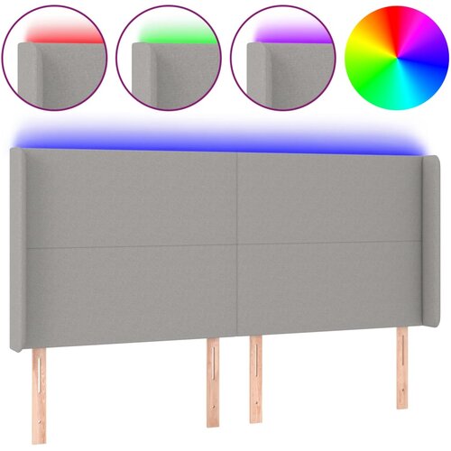 VidaXL LED posteljno vzglavje svetlo sivo 203x16x118/128 cm blago, (20793486) Slike