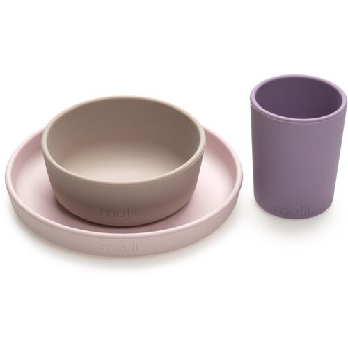 Melii Feeding Set jedilni set Pink, Purple, Grey 3 kos Slike