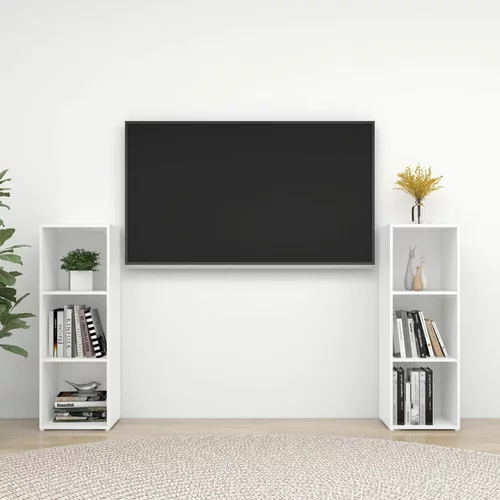 vidaXL TV omarice 2 kosa visok sijaj bele 107x35x37 cm iverna plošča