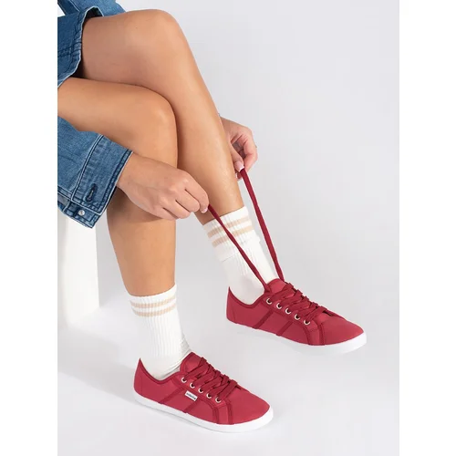 Shelvt Red low sneakers for women