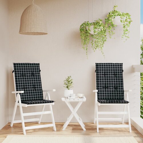  The Living Store Blazine za stole 2 kosa črno karo blago - Blazina Za Stol Z Visokim Naslonjalom, (21458299) Slike