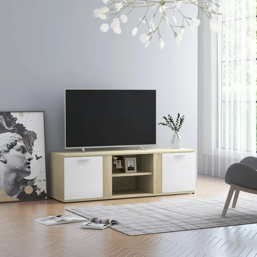 vidaXL TV omarica bela in sonoma hrast 120x34x37 cm iverna plošča, (20912970)