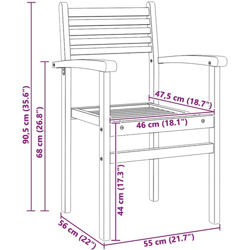  Stolica 4 pcs Smeđa 56 x 55 x 90.5 cm Čvrsto teak drvo Slike