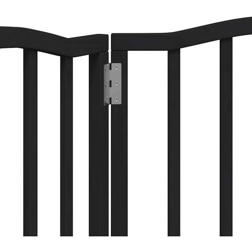 VidaXL Vrata za pse s 3 panela sklopiva crna 150 cm od drva topole Slike