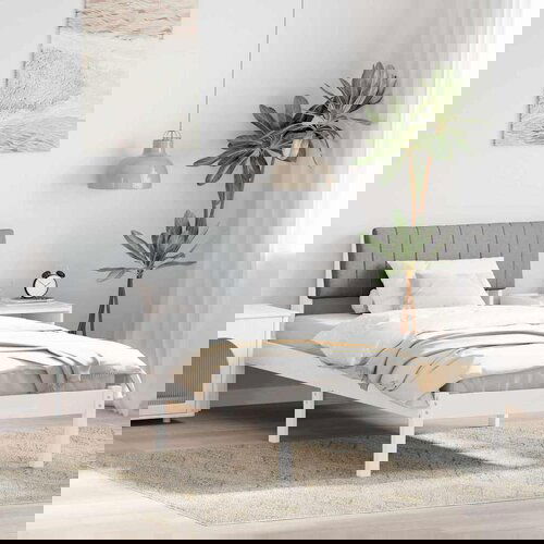 vidaXL Okvir kreveta s uzglavljem Bijela i svijetlosiva 90 x 190 cm Cijene