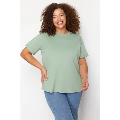 Trendyol Curve Mint Green Button Detailed Knitted T-shirt