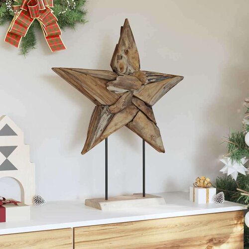 VidaXL Božićna zvijezda Smeđa 60 x 5 x 75 cm Čvrsto teak drvo Slike