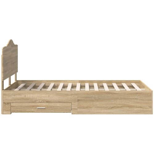  Krevetna konstrukcija s ladicama Sonoma hrast 120 x 200 cm Smeđa 206 x 123 x 100 cm Slike