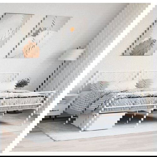 VidaXL Metalni okvir kreveta uzglavlje i podnožje bijeli 193x203 cm Slike