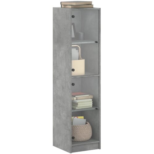  Visoka komoda sa staklenim vratima boja betona 35 x 37 x 142 cm Slike
