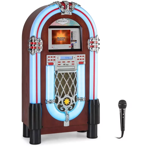 Auna Graceland Touch, jukebox, 12 "dodirna upravljačka ploča, WLAN, CD, BT, mikrofon, drveni izgled