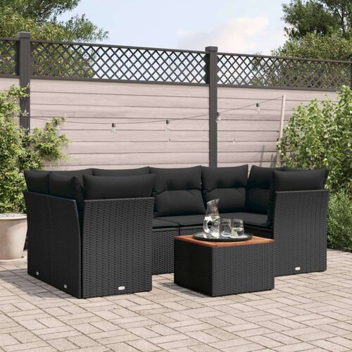 VidaXL 7-dijelni set vrtnih sofa od poliratana s jastucima crni Slike