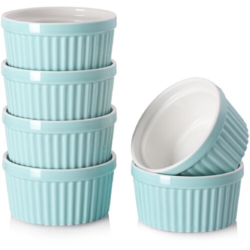 Dowan ramekini 118 ml - Porcelanske ramekine za crème brûlée, ramekini primerni za pečico, klasični stil ramekinov za peko, ramekini sklede, set 6, modri, (21635376) Cene