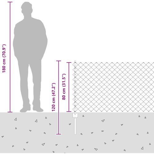  Ograda od lančanih veza s postom 25 x 0,8 m (&amp;Scaron; x V) Slike