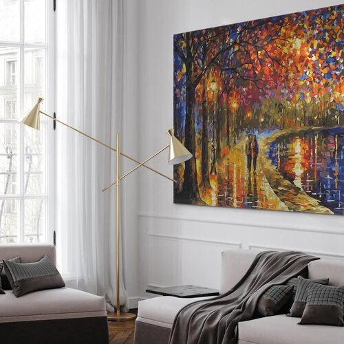  Slika za samostalno slikanje - An autumn walk in the light of street lamps 50x40 Slike