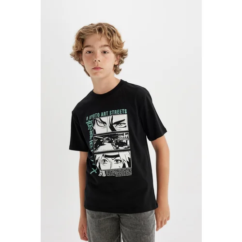 Defacto Boy's Crew Neck Printed Short Sleeve T-Shirt