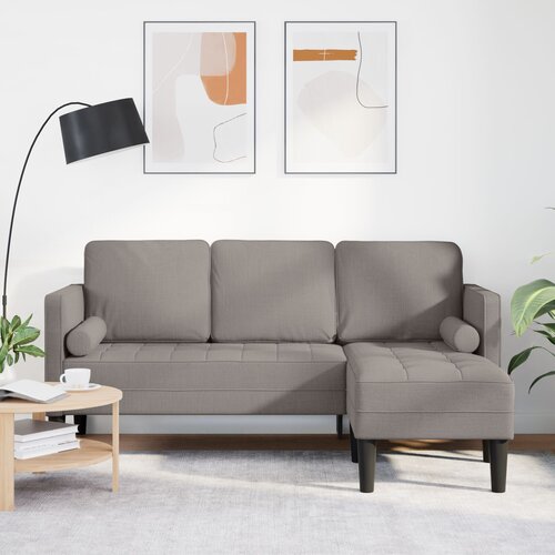 vidaXL L-oblikovan kavč Taupe Trden bukov les 173 x 131 x 67 cm Trosed Cene