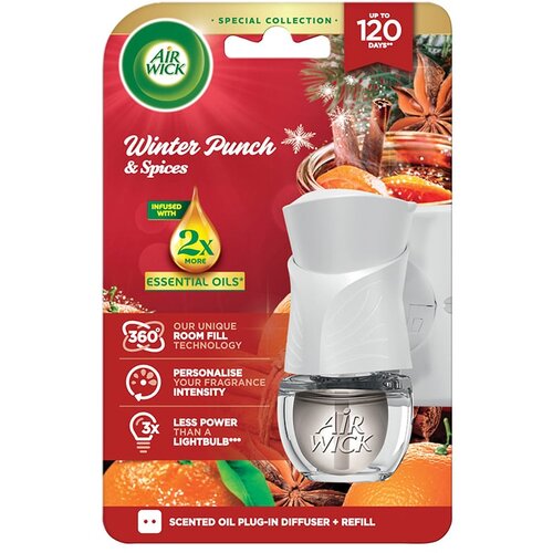 Air Wick električni osvježivač zraka komplet Essential Oils Fruity Winter Punch 19ml Cijene