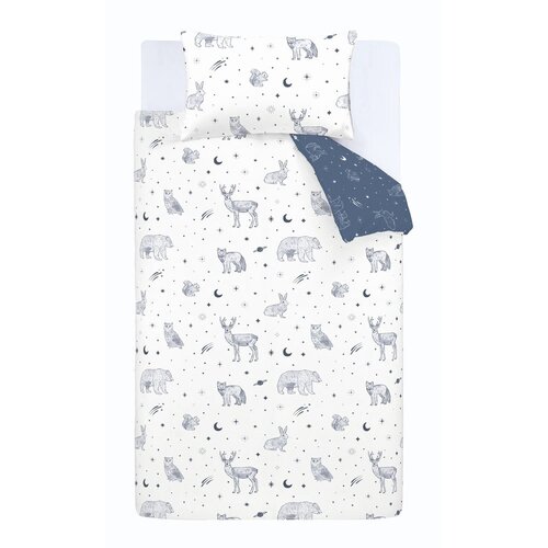 Bianca Bijela/plava flanelska dječja posteljina za bračni krevet 200x200 cm Starlight Animals &amp;ndash; Slike