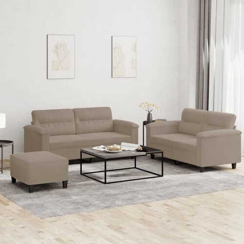  3-dijelni set sofa s jastucima smeđesivi od mikrovlakana Cijene