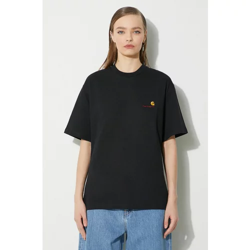 Carhartt WIP Pamučna majica S/S American Script T-Shirt za žene, boja: crna, I032218.89XX
