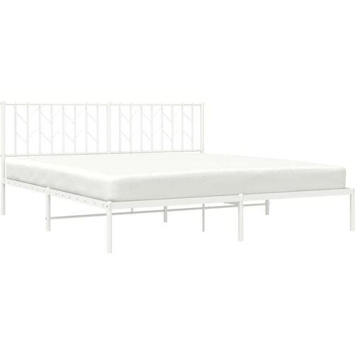 VidaXL Metalni okvir za krevet s uzglavljem bijeli 183x213 cm Slike