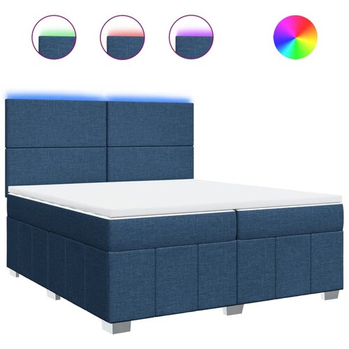 vidaXL Box spring postelja z vzmetnico modra 200x200 cm blago, (21310625) Cene