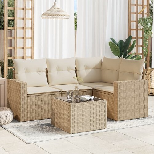 vidaXL 5-dijelni vrtni set sofa s jastucima bež od poliratana Cijene