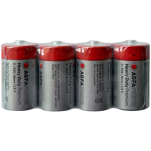 Agfa Baterija Heavy Duty (Mono D, cink-ogljikova, 1,5 V, 4 kosov)