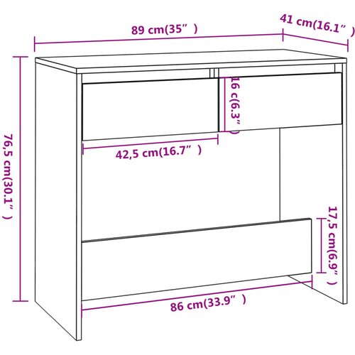  Konzolni stol siva boja hrasta 89x41x76,5 cm konstruirano drvo Slike