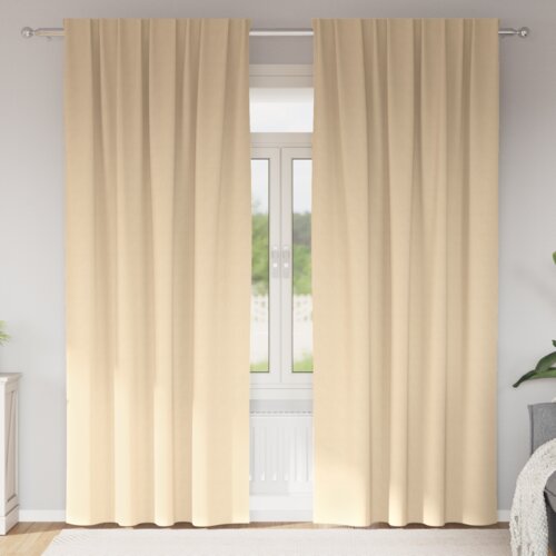 vidaXL Zavese z zavesami 2 pcs krema 225 x 140 cm Poliester Cene