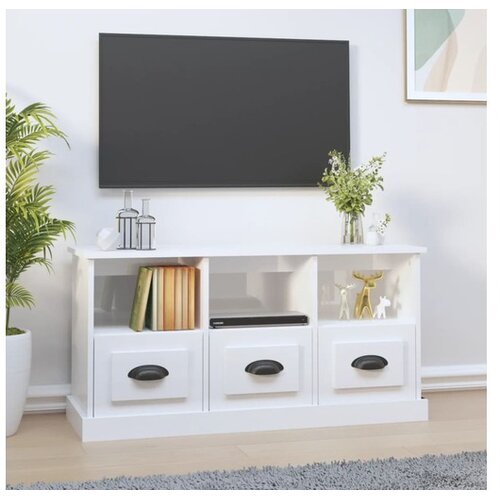  TV omarica visok sijaj bela 100x35x50 cm inženirski les Cene