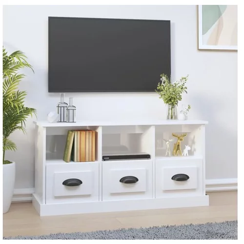  TV omarica visok sijaj bela 100x35x50 cm inženirski les