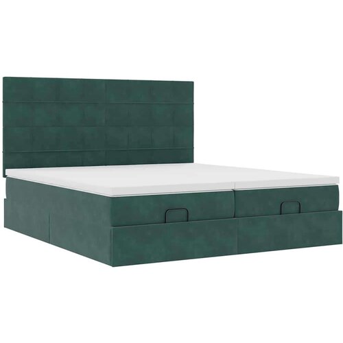 vidaXL Otomanski posteljni okvir z vzmetnicami zelen 200x200cm žamet, (21608739) Cene