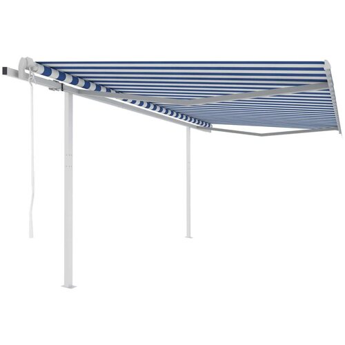  Automatska tenda na uvlačenje sa stupovima 4 5x3 m plavo-bijela Slike