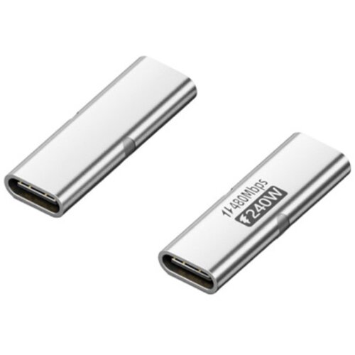 INF Dvostranski Type-C ženski-ženski adapter (2 kosa) 240W 20Gbps Silver, (5000326825) Cene