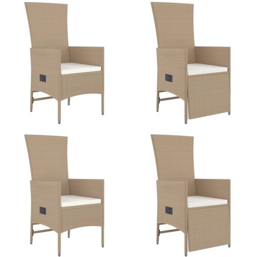  5-dijelni vrtni blagovaonski set od poliratana s jastucima bež Dužina stola 90 cm Slike