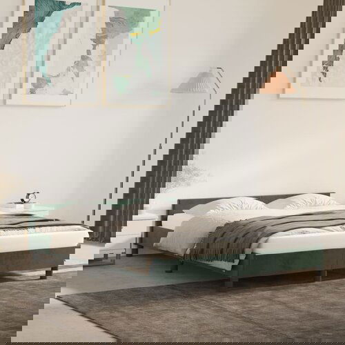 vidaXL Posteljni okvir z vzglavjem temno zelen 140x190 cm žamet Cene