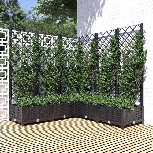 VidaXL Vrtna sadilica s re&amp;scaron;etkom crna 120 x 120 x 121 5 cm PP Slike