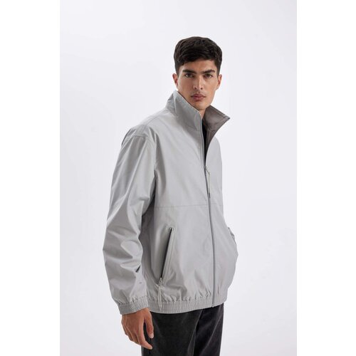 Defacto Stand Collar Coat Jacket Zippered Pocket Seasonal Lightweight Cene