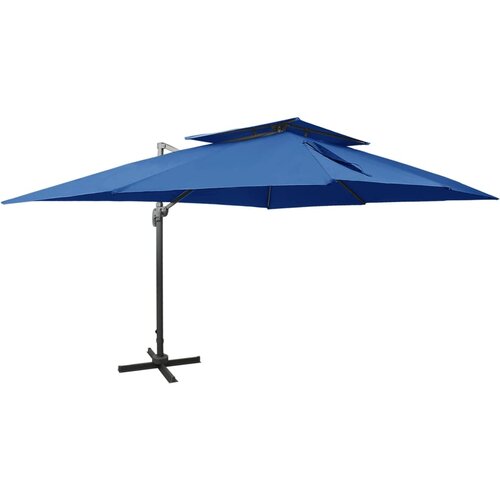 VidaXL konzolni suncobran s dvostrukim vrhom 400 x 300 cm azurni Slike